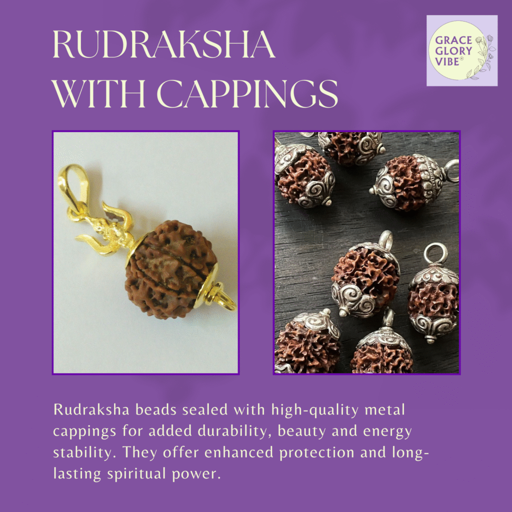 Rudraksha with silver & golden capping for lockets and everyday wear